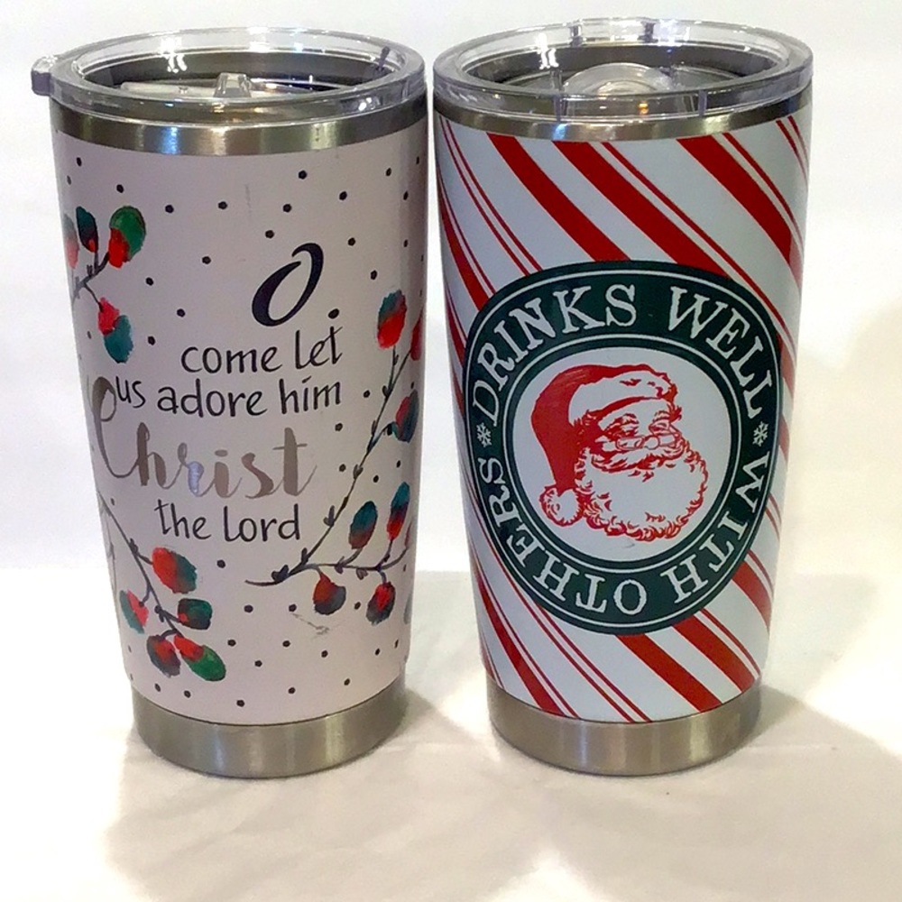 NWT Two insulated tumblers, Christmas themed